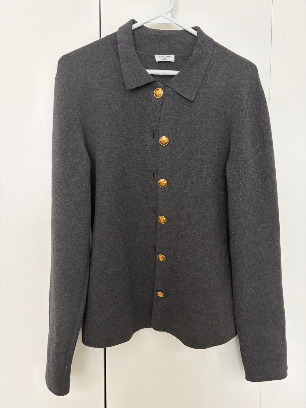 Aritzia Charcoal Knit Button-Front Sweater